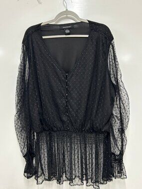 AshleyStewart Sheer Blouse Size 22/24 Peplum Gothic Romantic Whimsigoth Witchy